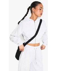 Boohoo - Seam Detail Boxy Crop Zip Through Hoodie - Lyst