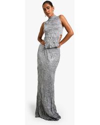 Boohoo - Crinkle Marl Maxi Skirt - Lyst