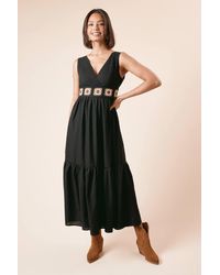 Dorothy Perkins - Trim Wrap Front Tie Back Maxi Dress - Lyst