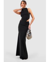 Boohoo - Ruched Neckline Dipped Hem Top & Flared Maxi Skirt - Lyst