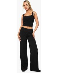 Boohoo - Straight Leg Pintuck Trouser - Lyst