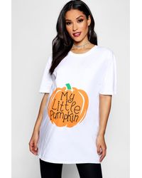 Boohoo Camiseta Premamá De Halloween Con Estampado My Little Pumpkin - Blanco