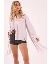 Nasty Gal - Western Embroidered Fringe Shirt - Lyst