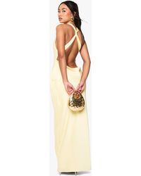 Boohoo - Drape Back Satin Maxi Dress - Lyst