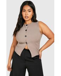 Boohoo - Plus Button Down Split Hem Waistcoat - Lyst