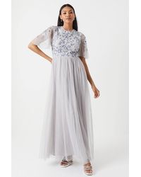 Coast - Floral Embroidered Bodice Angel Sleeve Bridesmaid Dress - Lyst