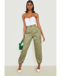 Boohoo - High Waisted Casual Woven Cargo Pants - Lyst