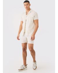 BoohooMAN - Short Sleeve Linen Cargo Shirt & Short - Lyst