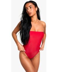 Boohoo - Petite Swimwear Essentials Bandeau Bathing Suit - Lyst