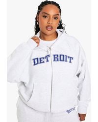 Boohoo - Plus Detroit Zip Through Oversized Hoodie - Lyst