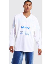BoohooMAN - Man V-neck Raglan Mesh Long Sleeve T-shirt - Lyst