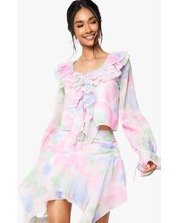 Boohoo - Minifalda De Chifón Con Estampado De Flores Y Filo De Pañuelo - Lyst