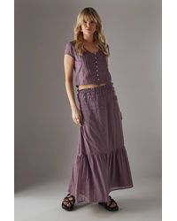 Warehouse - Cotton Dobby Trim Insert Boho Skirt - Lyst