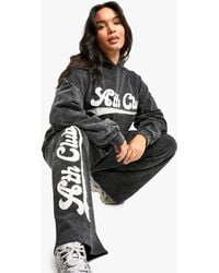 Boohoo - Plus Ath Club Slogan Applique Acid Wash Straight Leg Jogger - Lyst