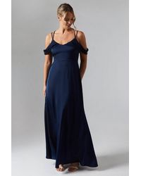 Coast - Wrap Cold Shoulder Strappy Satin Bridesmaid Dress - Lyst