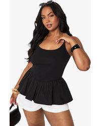 Boohoo - Plus Fabric Mix Peplum Top - Lyst