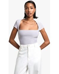 Boohoo - Double Layer Slinky Square Neck Cap Sleeve One Piece - Lyst