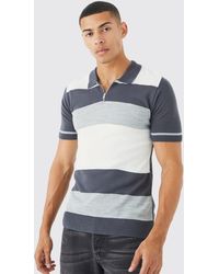 BoohooMAN - Muscle Fit Colour Block Stripe Polo - Lyst