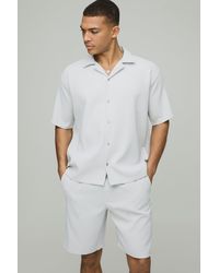 BoohooMAN - Conjunto Oversize De Pantalón Corto Y Camisa De Manga Corta Plisada - Lyst