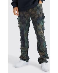 BoohooMAN - Tall Fixed Waist Slim Oil Camo Cargo Tapestry Trouser - Lyst