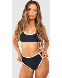 Boohoo - Contrast Binding High Waisted Bikini Set - Lyst