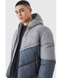 BoohooMAN - Man Colour Block Quilted Puffer With Hood - Lyst