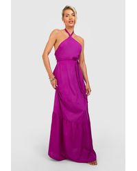 Boohoo - High Neck Belted Maxi Dress - Lyst