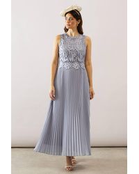 Wallis - Lace Overlay Pleated Maxi Dress - Lyst