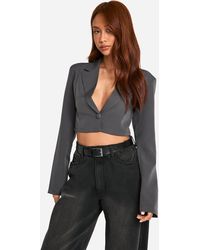 Boohoo - Basic Woven Single Button Crop Blazer - Lyst