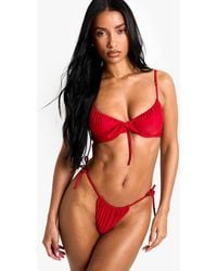 Boohoo - Petite Swimwear Essentials Ruched Tie Side Brief - Lyst