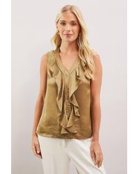 Wallis - Petite Hotfix Ruffle Sleeveless Blouse - Lyst