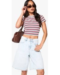 Boohoo - Mid Rise Baggy Denim Jorts - Lyst