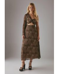Warehouse - Chiffon Pleated One Shoulder Cut Out Midi Dress - Lyst