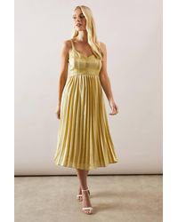 Wallis - Petite Lace Trim Pleated Strappy Midi Dress - Lyst