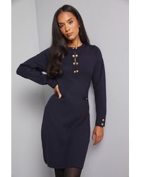 Wallis - Double Button Knitted Midi Dress - Lyst