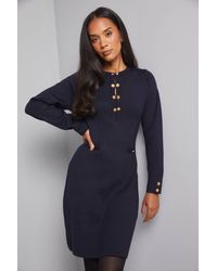 Wallis - Double Button Knitted Midi Dress - Lyst