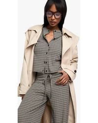 Boohoo - Striped Jersey Button Through Long Sleeve Top - Lyst