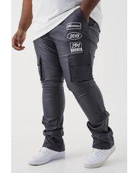 BoohooMAN - Plus Skinny Stacked Flare Coated Cargo Trouser - Lyst