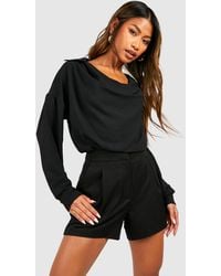 Boohoo - Hammered Cowl Neck Blouse - Lyst