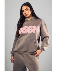 Boohoo - Sudadera Oversize Con Capucha Y Aplique De Felpa Dsgn Studio - Lyst