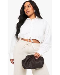 Boohoo - Plus Cotton Tie Detail Button Shirt - Lyst