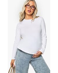 Boohoo - Plus Bengaline Long Sleeve Bardot Mini Dress - Lyst