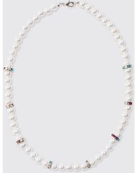 Boohoo - Iced Pearl Necklace In Purple - Lyst
