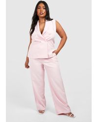 Boohoo - Plus Self Fabric Button Tailored Trouser - Lyst