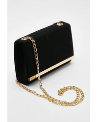 Boohoo - Structured Hardware Detail Clutch Bag And Chain - Lyst