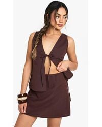 Boohoo - Linen A Line Mini Skirt - Lyst