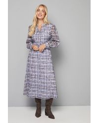Wallis - Petite Flannel Burn Out Tie Front Midi Dress - Lyst
