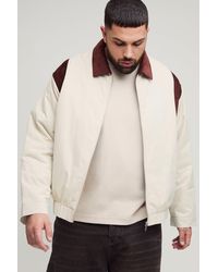BoohooMAN - Plus Cord Contrast Collar Oversized Fit Padded Jacket - Lyst