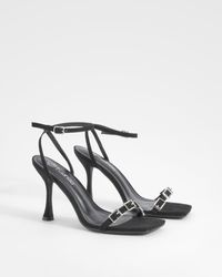 Boohoo - Square Toe Mini Buckle Barely There - Lyst