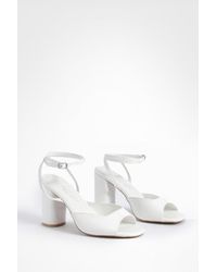 Boohoo - Wide Fit Croc Rounded Heel Strappy Barely There Heels - Lyst